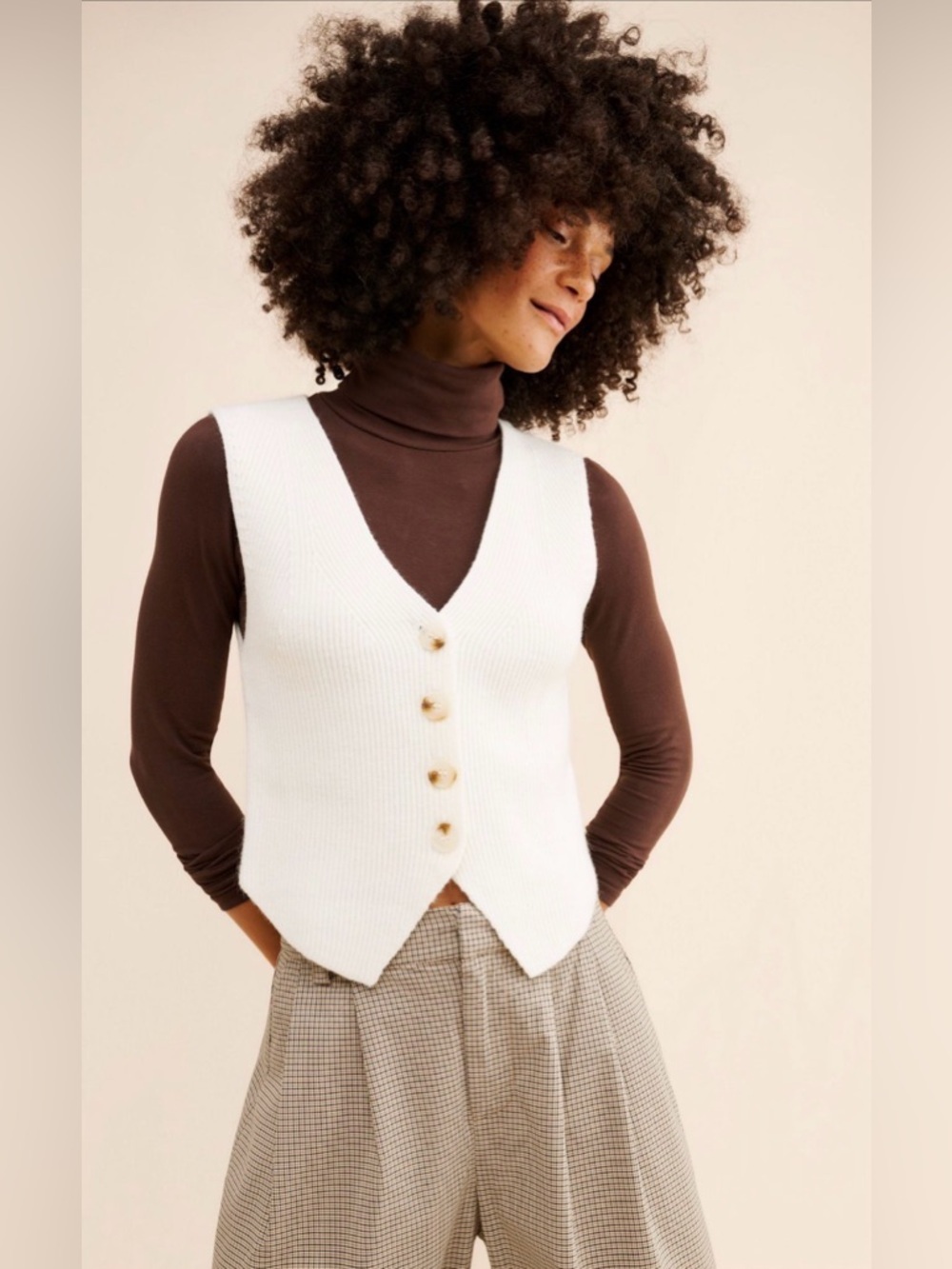 ENGLISH FACTORY BY ANTHROPOLOGIE CREAM KNIT VEST 🧸